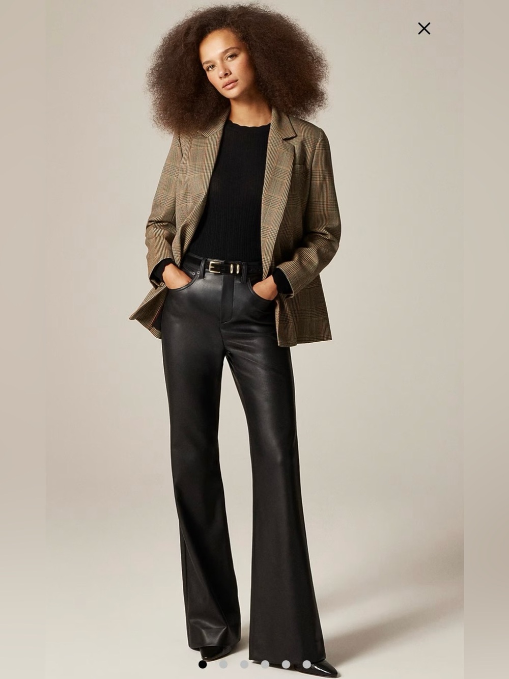 NWOT J. Crew Black Faux Leather Boot-Cut Pants size 30, never worn.